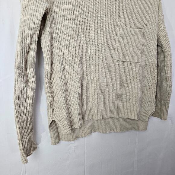 Madewell Sweater Womens XS Beige Thompson Pocket Pullover Ribbed Style AA782 - Picture 2 of 10